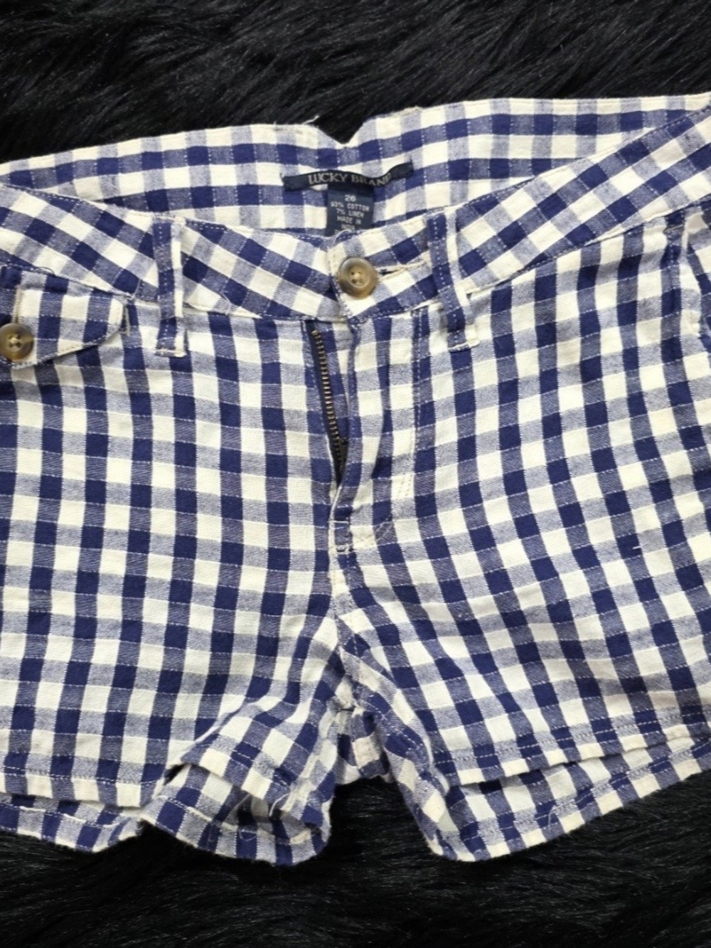 Lucky Brand Blue and White Gingham Shorts Size 26